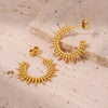Wholesale Women's Niche Geometric Ferris Wheel Cshaped Round Bead Sunflower Earrings Stainless Steel 18K Gold Electroplated Jewelry