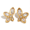 Wholesale Women's Niche Geometric Flower Stud Earrings Stainless Steel 18K Plated