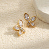 Wholesale Women's Niche Geometric Flower Stud Earrings Stainless Steel 18K Plated
