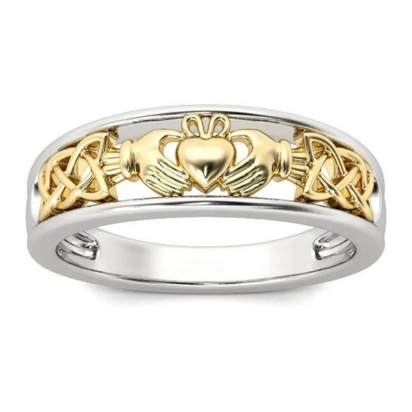 Wholesale Women's Niche Geometric Heart Crown Copper Ring With Electroplating Jewelry
