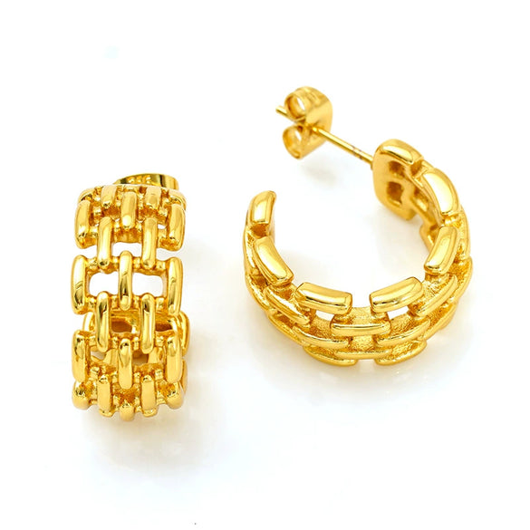 Wholesale Women's Niche Geometric Hollow Cshaped Goldplated Titanium Steel Earrings
