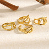 Wholesale Women's Niche Geometric Hollow Out Stainless Steel 18K Goldplated Double Knot Doublelayer Open Ring Jewelry Accessory