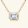 Wholesale Women's Niche Geometric Moissanite Emerald Pendant Necklace 925 Sterling Silver Electroplated Pearl Chain