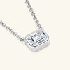 Wholesale Women's Niche Geometric Moissanite Emerald Pendant Necklace 925 Sterling Silver Electroplated Pearl Chain