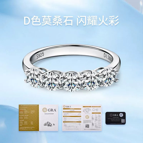 Wholesale Women's Niche Geometric Moissanite Ring S925 Sterling Silver Electroplated
