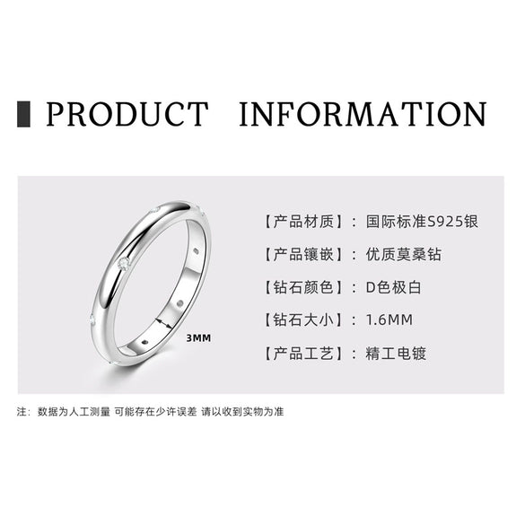 Wholesale Women's Niche Geometric Moissanite Ring S925 Sterling Silver Electroplated