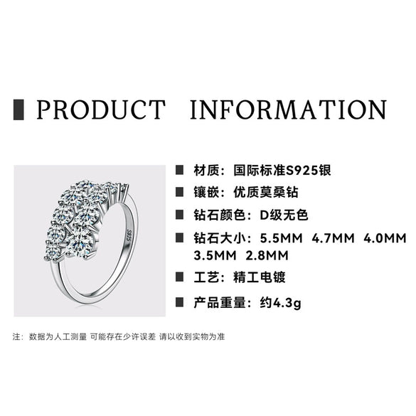 Wholesale Women's Niche Geometric Moissanite Ring S925 Sterling Silver Electroplated