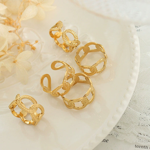 Wholesale Women's Niche Geometric Open Ring Goldplated 316L Stainless Steel Accessories
