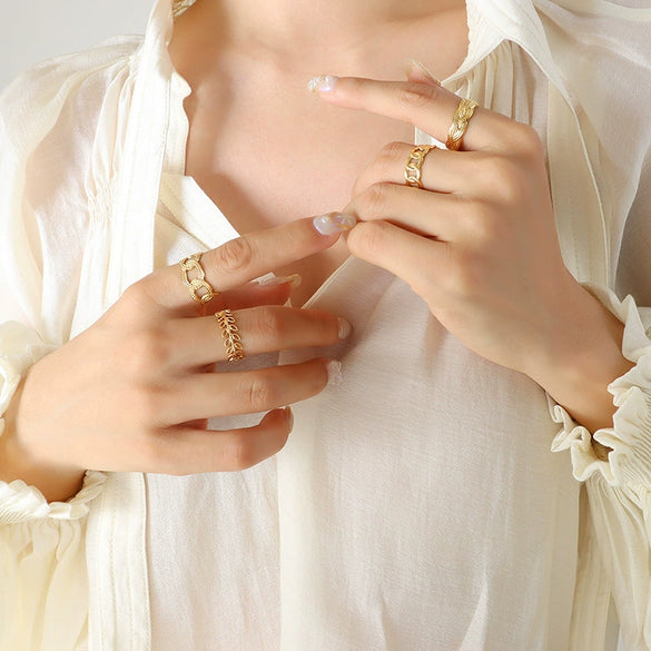 Wholesale Women's Niche Geometric Open Ring Goldplated 316L Stainless Steel Accessories