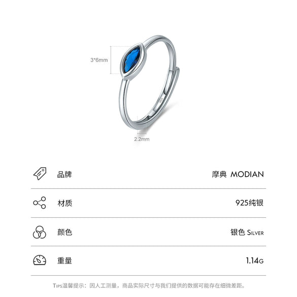 Wholesale Women's Niche Geometric S925 Sterling Silver Inlaid Zircon Devil's Eye Open Ring