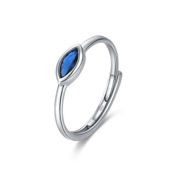 Wholesale Women's Niche Geometric S925 Sterling Silver Inlaid Zircon Devil's Eye Open Ring