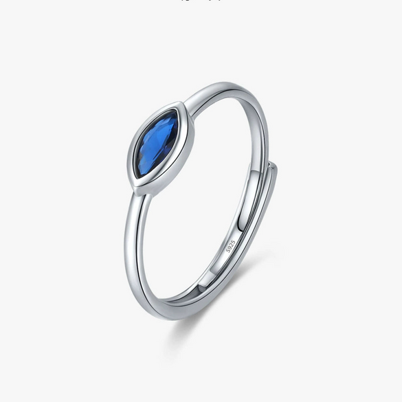 Wholesale Women's Niche Geometric S925 Sterling Silver Inlaid Zircon Devil's Eye Open Ring