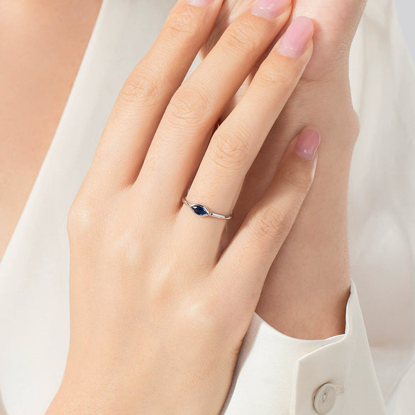Wholesale Women's Niche Geometric S925 Sterling Silver Inlaid Zircon Devil's Eye Open Ring