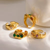 Wholesale Women's Niche Geometric Stainless Steel And Titanium Steel Ring Pvd Furnace Vacuum Real Gold Plated Inlaid With Colored Diamonds