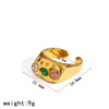 Wholesale Women's Niche Geometric Stainless Steel And Titanium Steel Ring Pvd Furnace Vacuum Real Gold Plated Inlaid With Colored Diamonds