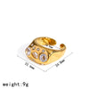 Wholesale Women's Niche Geometric Stainless Steel And Titanium Steel Ring Pvd Furnace Vacuum Real Gold Plated Inlaid With Colored Diamonds