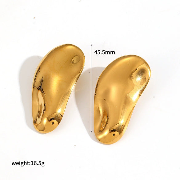Wholesale Women's Niche Geometric Stainless Steel Electroplated Irregular Twisted Asymmetric Earrings