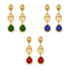 Wholesale Women's Niche Geometric Stainless Steel Faceted Glass Stone Earrings 18K Real Gold Plated