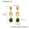 Wholesale Women's Niche Geometric Stainless Steel Faceted Glass Stone Earrings 18K Real Gold Plated