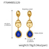 Wholesale Women's Niche Geometric Stainless Steel Faceted Glass Stone Earrings 18K Real Gold Plated