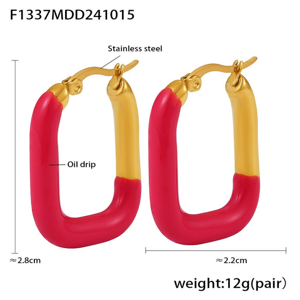 Wholesale Women's Niche Geometric Stainless Steel Goldplated Ushaped Earrings