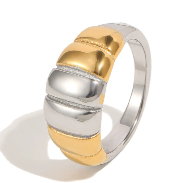 Wholesale Women's Niche Geometric Stainless Steel 18K Goldplated Bread Knot Line Ring Jewelry