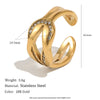 Wholesale Women's Niche Geometric Stainless Steel 18K Goldplated Diamondstudded Knotted Open Ring Accessories