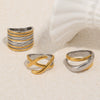 Wholesale Women's Niche Geometric Stainless Steel 18K Goldplated Tube Ring With Cross Design