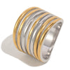 Wholesale Women's Niche Geometric Stainless Steel 18K Goldplated Tube Ring With Cross Design