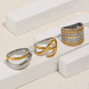 Wholesale Women's Niche Geometric Stainless Steel 18K Goldplated Tube Ring With Cross Design