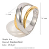 Wholesale Women's Niche Geometric Stainless Steel 18K Goldplated Tube Ring With Cross Design