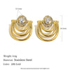 Wholesale Women's Niche Geometric Stainless Steel 18K Goldplated Ushaped Round Zircon Earrings