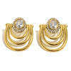 Wholesale Women's Niche Geometric Stainless Steel 18K Goldplated Ushaped Round Zircon Earrings