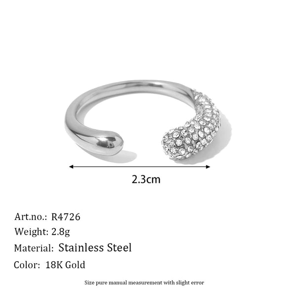 Wholesale Women's Niche Geometric Stainless Steel Openended Ring With Water Drop Shape Microinlaid Pearls And White Diamonds Pvd Furnace Vacuum Real Gold Plated
