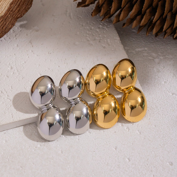 Wholesale Women's Niche Geometric Stainless Steel Peanut Plant Earrings With Vacuum Real Gold Plating