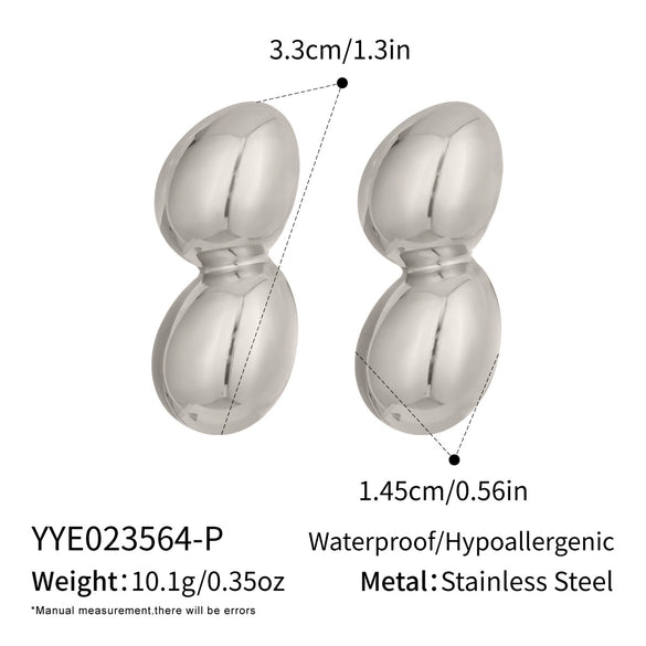 Wholesale Women's Niche Geometric Stainless Steel Peanut Plant Earrings With Vacuum Real Gold Plating
