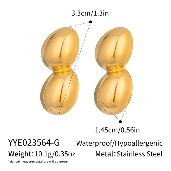 Wholesale Women's Niche Geometric Stainless Steel Peanut Plant Earrings With Vacuum Real Gold Plating