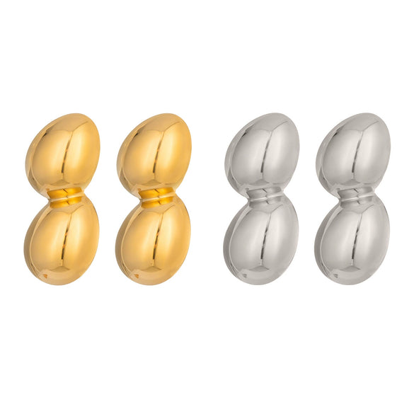 Wholesale Women's Niche Geometric Stainless Steel Peanut Plant Earrings With Vacuum Real Gold Plating