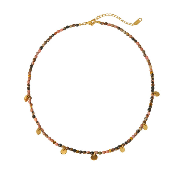 Wholesale Women's Niche Geometric Titanium Steel Round Pendant Beaded Necklace Bracelet Jewelry Set With Electroplating