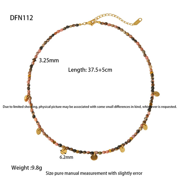 Wholesale Women's Niche Geometric Titanium Steel Round Pendant Beaded Necklace Bracelet Jewelry Set With Electroplating