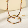 Wholesale Women's Niche Geometric Titanium Steel Round Pendant Beaded Necklace Bracelet Jewelry Set With Electroplating