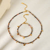 Wholesale Women's Niche Geometric Titanium Steel Round Pendant Beaded Necklace Bracelet Jewelry Set With Electroplating