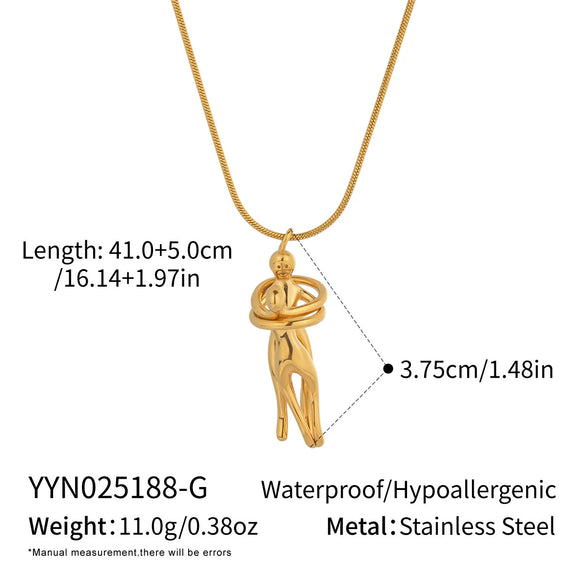 Wholesale Women's Niche Light Luxury Hug Necklace In Geometric Shape Made Of Stainless Steel With Electroplating Processing