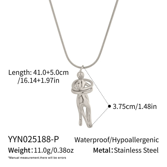 Wholesale Women's Niche Light Luxury Hug Necklace In Geometric Shape Made Of Stainless Steel With Electroplating Processing