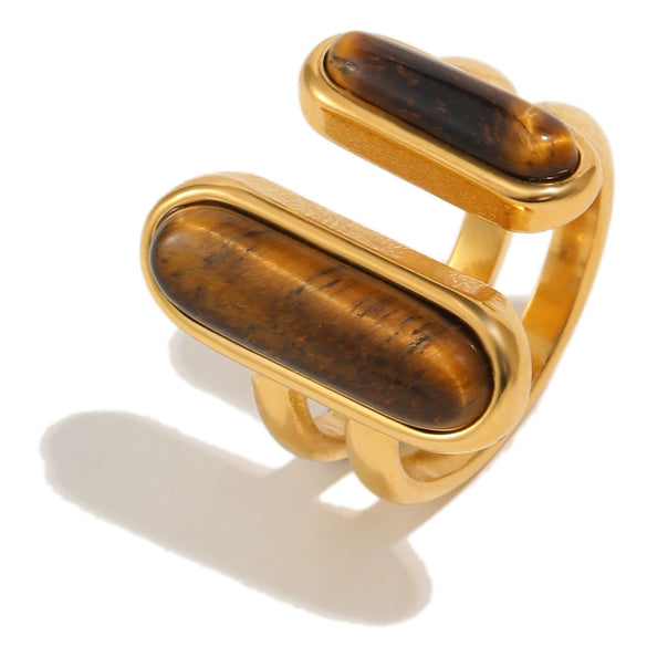Wholesale Women's Niche Minimalist Geometric Stainless Steel 18K Goldplated Open Ring Jewelry