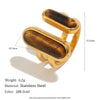 Wholesale Women's Niche Minimalist Geometric Stainless Steel 18K Goldplated Open Ring Jewelry