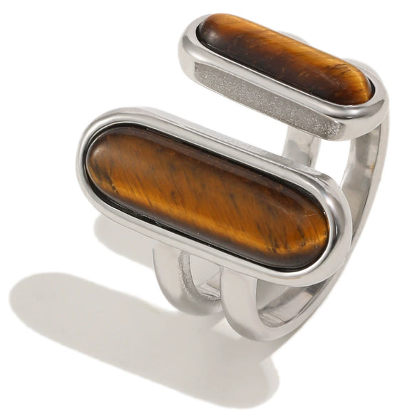 Wholesale Women's Niche Minimalist Geometric Stainless Steel 18K Goldplated Open Ring Jewelry