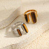 Wholesale Women's Niche Minimalist Geometric Stainless Steel 18K Goldplated Open Ring Jewelry
