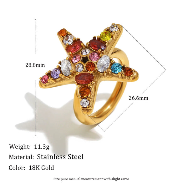 Wholesale Women's Niche Minimalist Stainless Steel Electroplated Star And Geometric Shaped Ring Jewelry