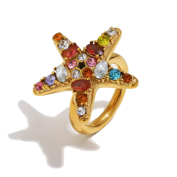 Wholesale Women's Niche Minimalist Stainless Steel Electroplated Star And Geometric Shaped Ring Jewelry